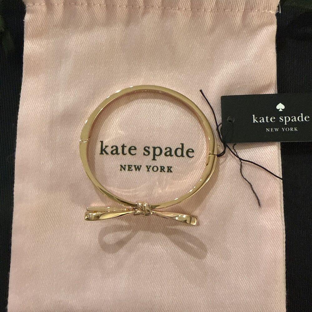 Kate Spade NY Rose Gold Tone Bow Skinny Mini Hinged Bangle Bracelet NWT